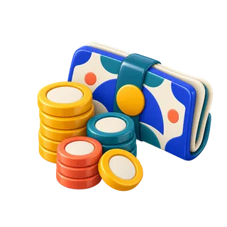 Coins and a banknote